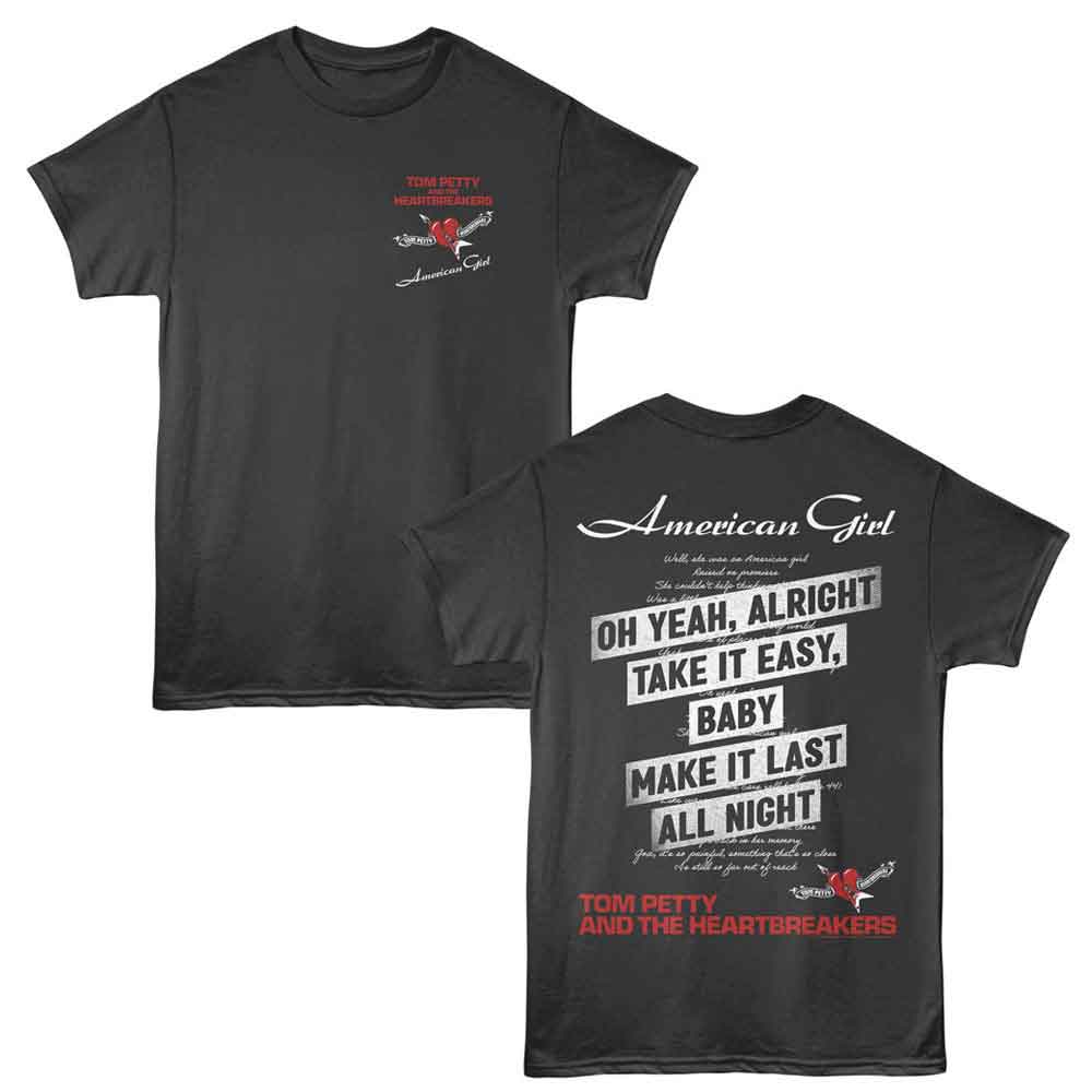 Tom Petty - American Girl - 2-Sided Print Adult Short Sleeve Solid T-Shirt - Smoke