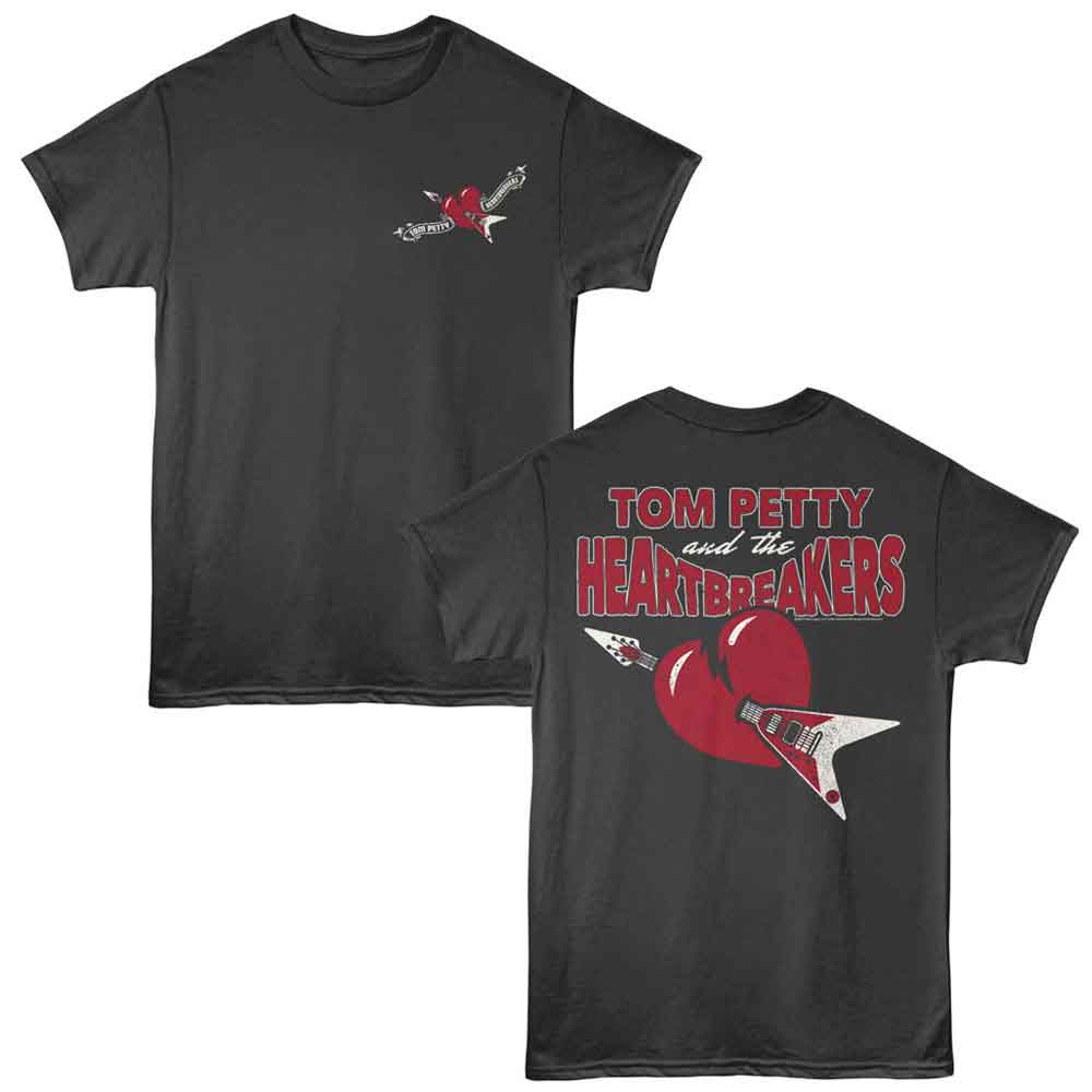 Tom Petty - Broken Heart - 2-Sided Print Adult Short Sleeve Solid T-Shirt - Smoke