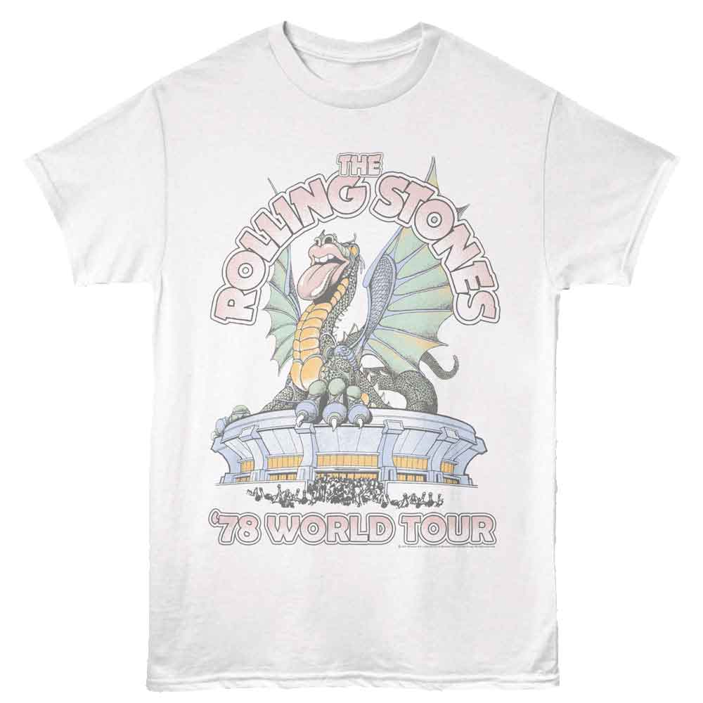 Rolling Stones - Dragon 78 Tour - American Classics - Front Print White Solid Adult Short Sleeve T-Shirt