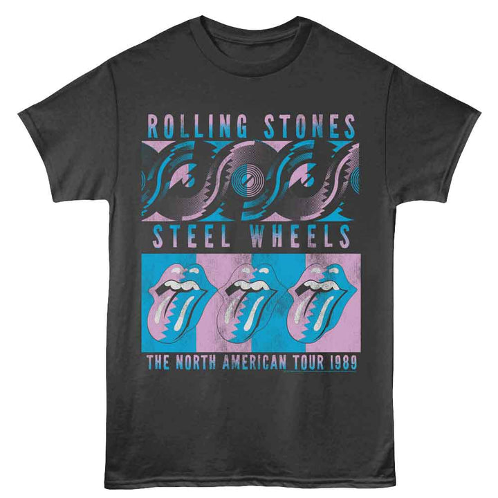 Rolling Stones - Steel Wheels Recolor - American Classics - Front Print Smoke Solid Adult Short Sleeve T-Shirt