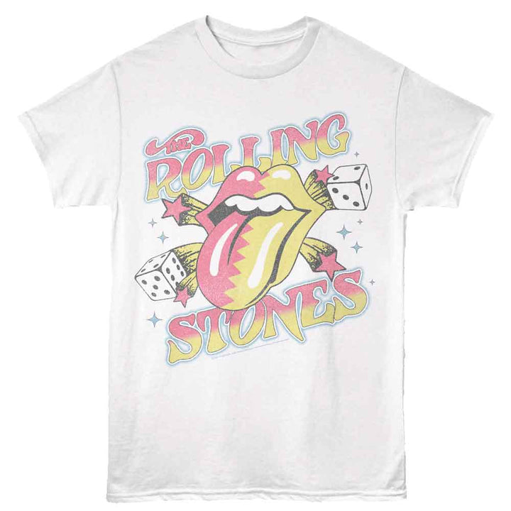 Rolling Stones - Dice And Stars - American Classics - Front Print White Solid Adult Short Sleeve T-Shirt