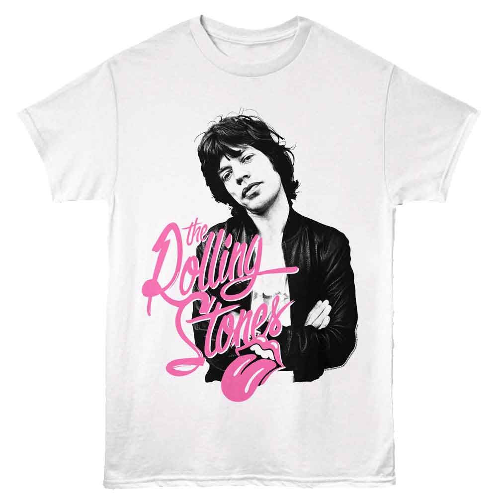 Rolling Stones - Mick - American Classics - Front Print White Solid Adult Short Sleeve T-Shirt