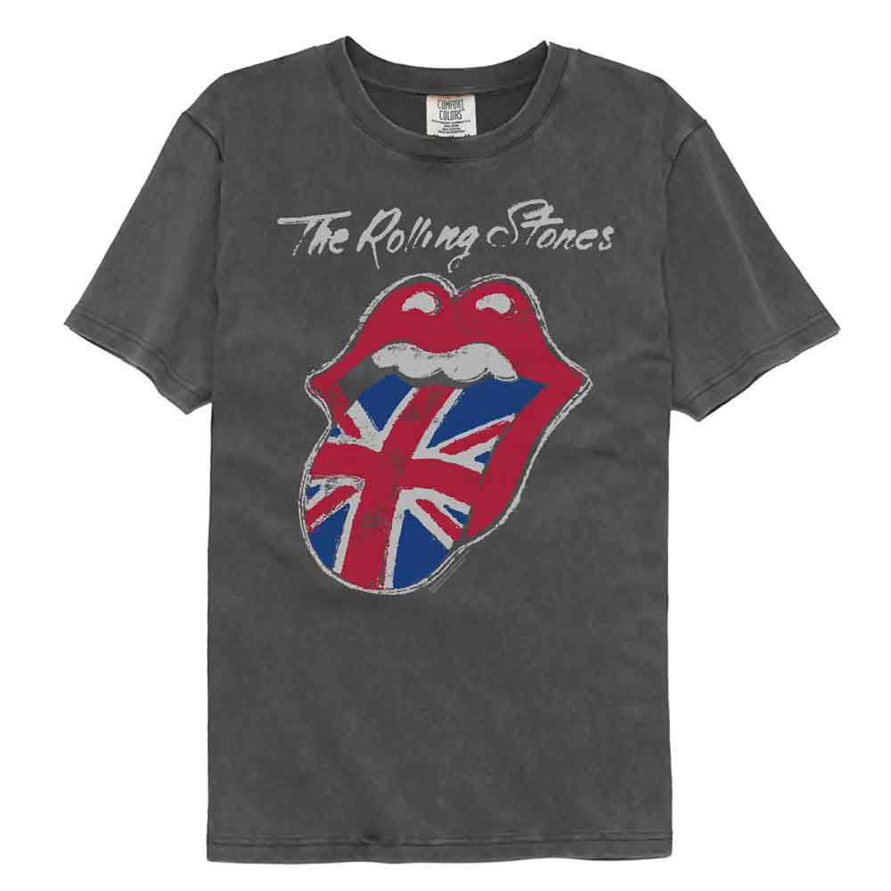 Rolling Stones - Painted Uk Tongue - American Classics - Front Print Pepper Solid Adult Short Sleeve Comfort Color T-Shirt