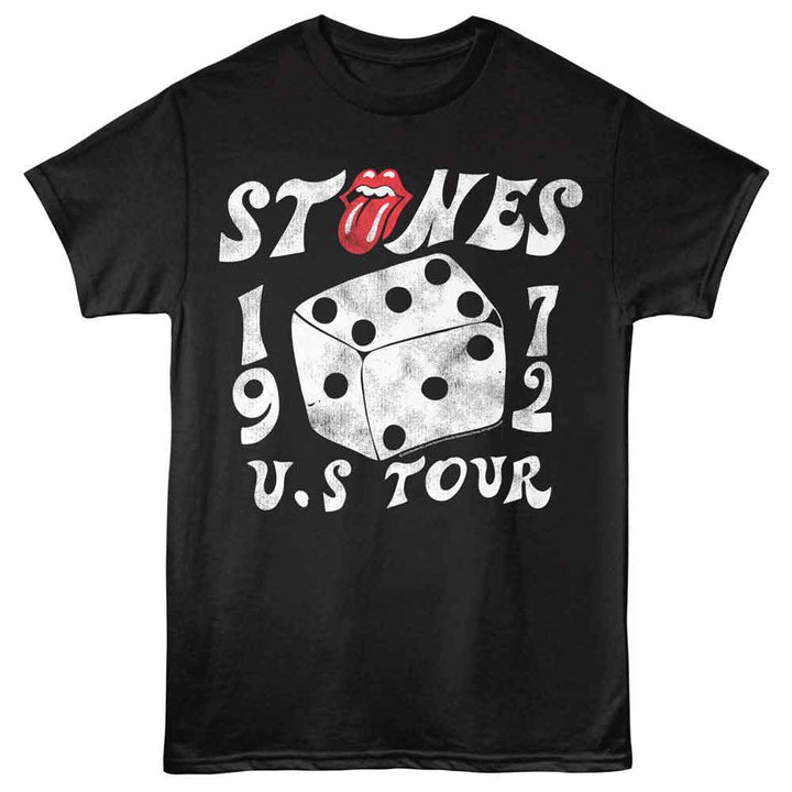 Rolling Stones - World Tour 72 - American Classics - Front Print Black Solid Adult Short Sleeve T-Shirt