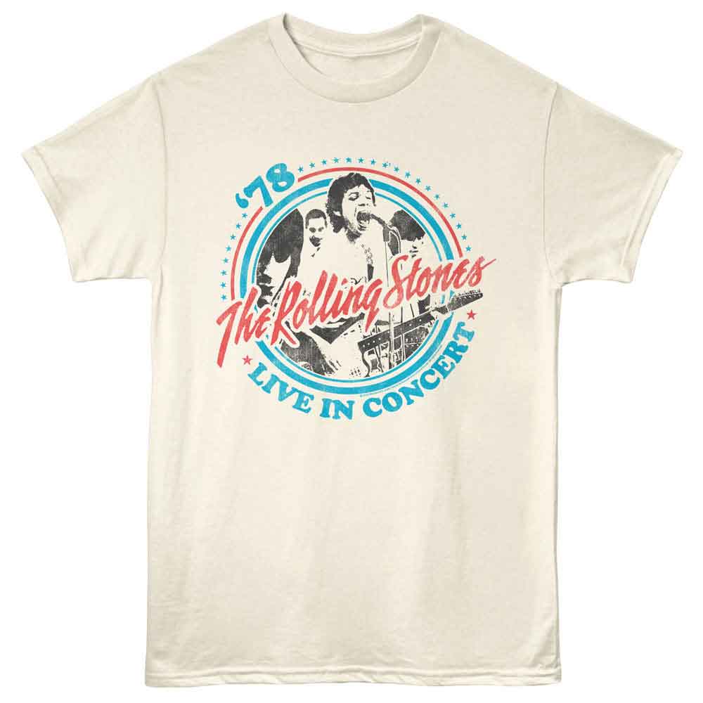 Rolling Stones - Live In Concert 78 - American Classics - Front Print Natural Solid Adult Short Sleeve T-Shirt