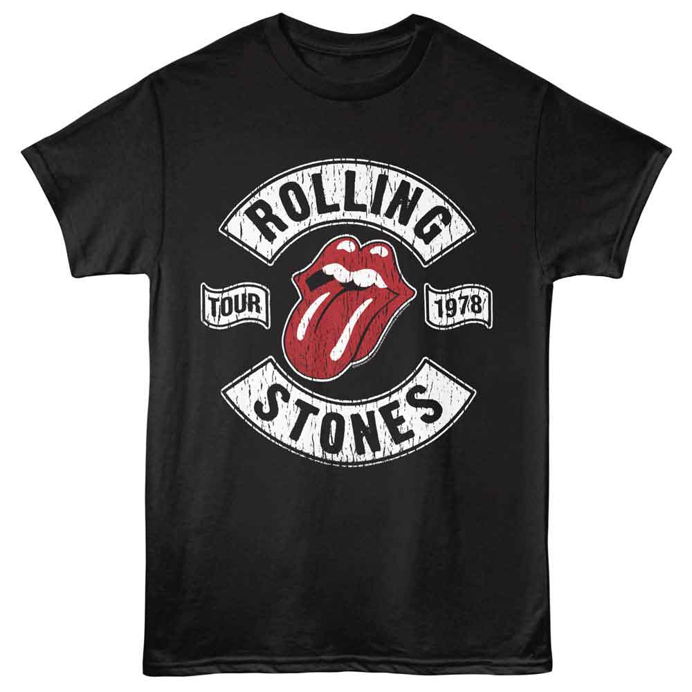 Rolling Stones - Tour 78 - American Classics - Front Print Black Solid Adult Short Sleeve T-Shirt