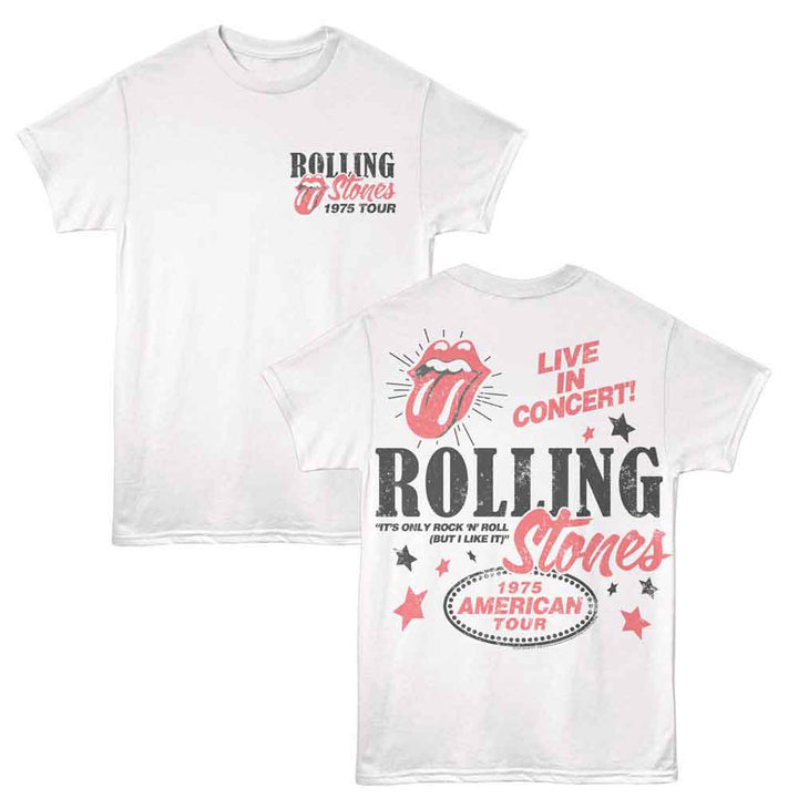 Rolling Stones - 1975 American Tour  - American Classics - White 2-Sided Print Adult Short Sleeve T-Shirt