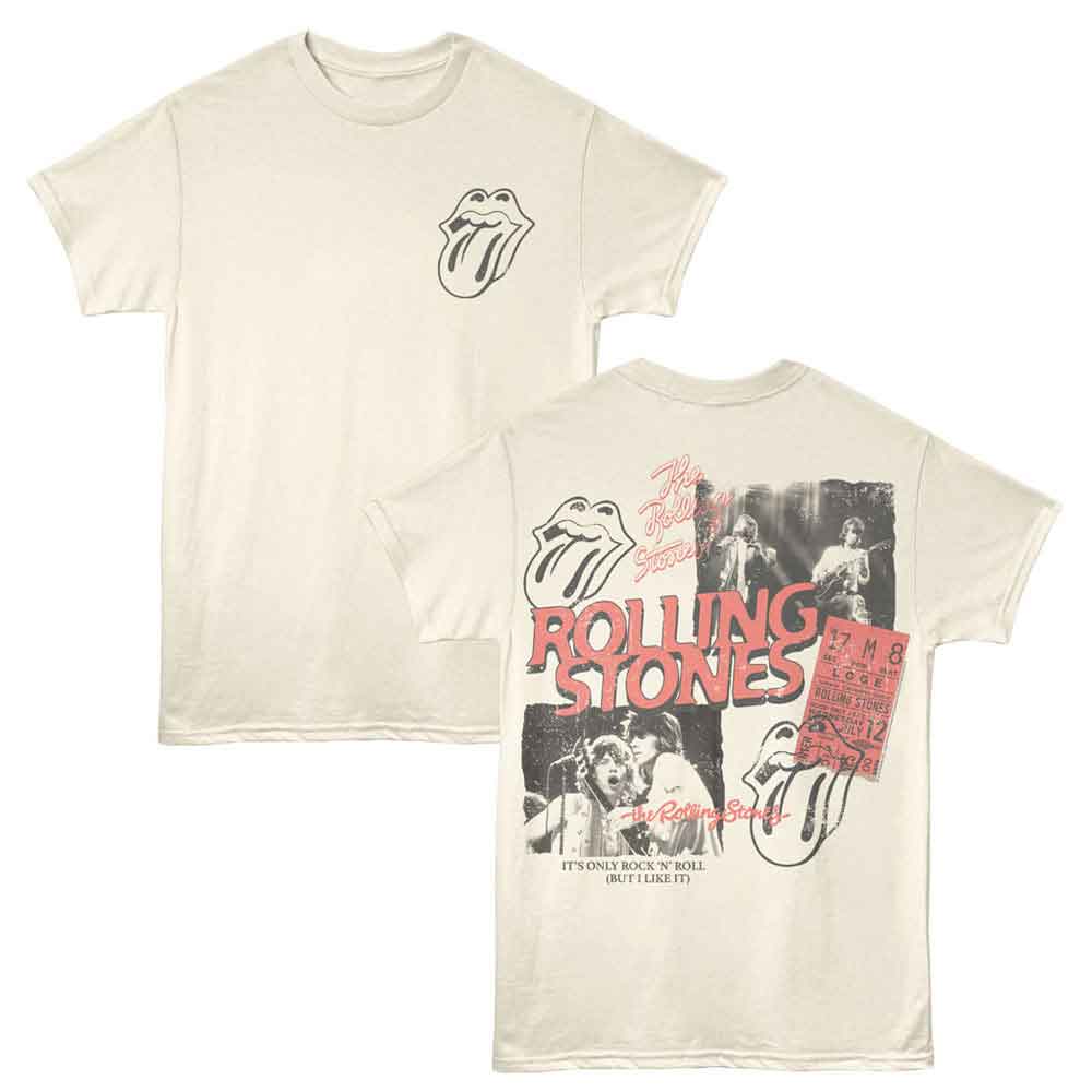 Rolling Stones - Collage - American Classics - 2-Sided Print Natural Adult Short Sleeve T-Shirt
