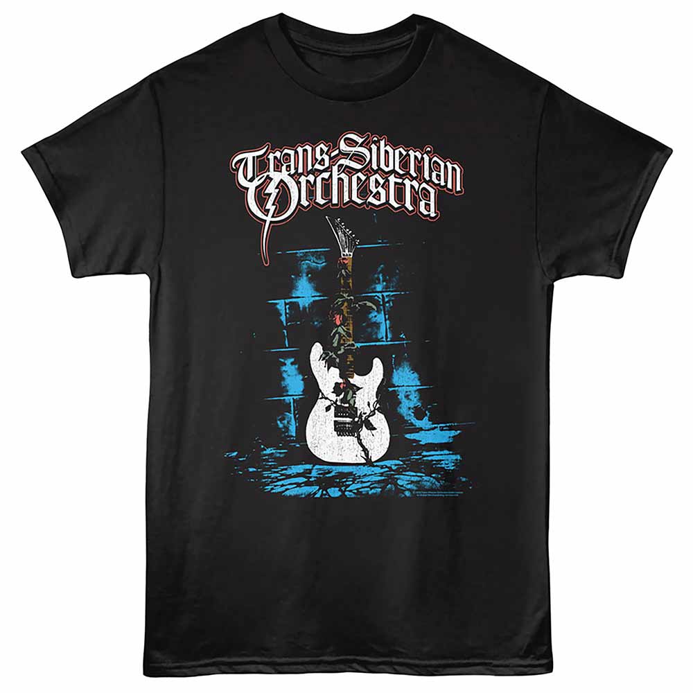 Trans Siberian Orchestra - High Contrast Guitar - Front Print Adult Short Sleeve Solid T-Shirt - Black