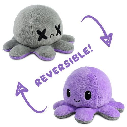 TeeTurtle - Gray and Purple Octopus - Reversible Plush