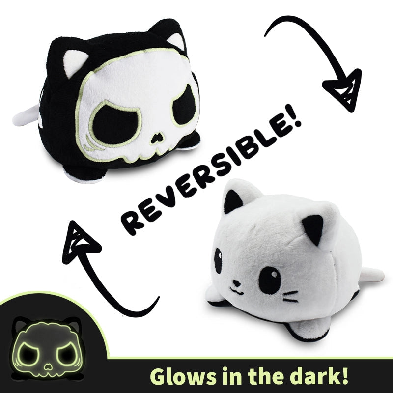 TeeTurtle - Cat and Glow-in-the-Dark Skeleton - Reversible Plush