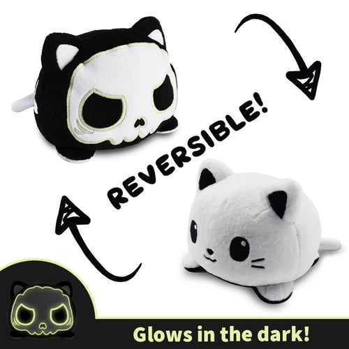 TeeTurtle - Cat and Glow-in-the-Dark Skeleton - Reversible Plush