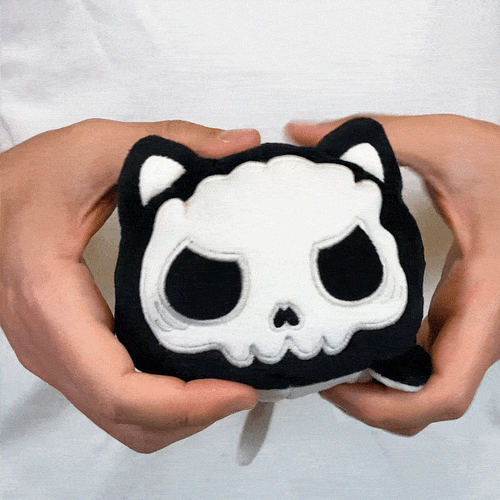 TeeTurtle - Cat and Glow-in-the-Dark Skeleton - Reversible Plush