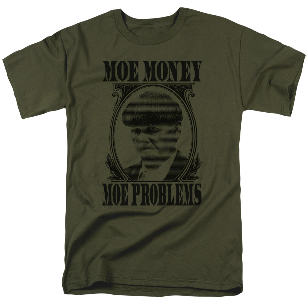 Three Stooges - Moe Money - Adult Unisex Short Sleeve T-Shirt - Green