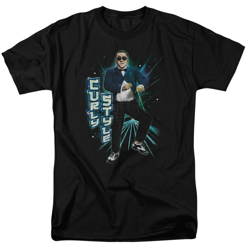 Three Stooges - Curly Style - Adult Unisex Short Sleeve T-Shirt - Black