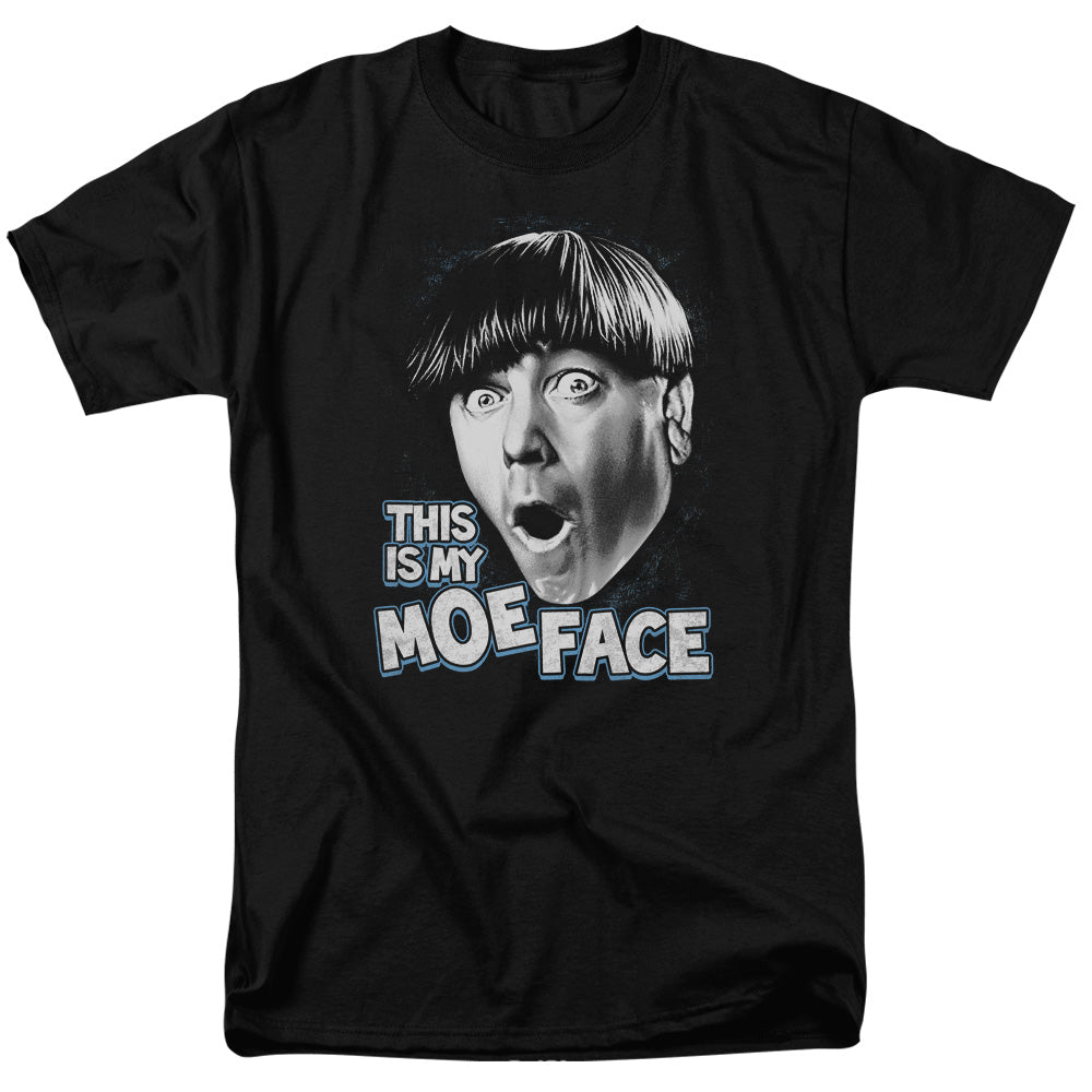 Three Stooges - Moe Face - Adult Unisex Short Sleeve T-Shirt - Black
