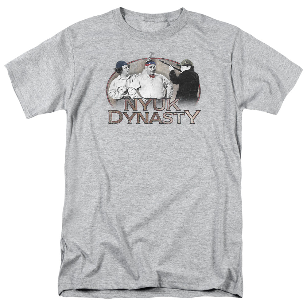 Three Stooges - Nyuk Dynasty - Adult Unisex Short Sleeve T-Shirt - Gray