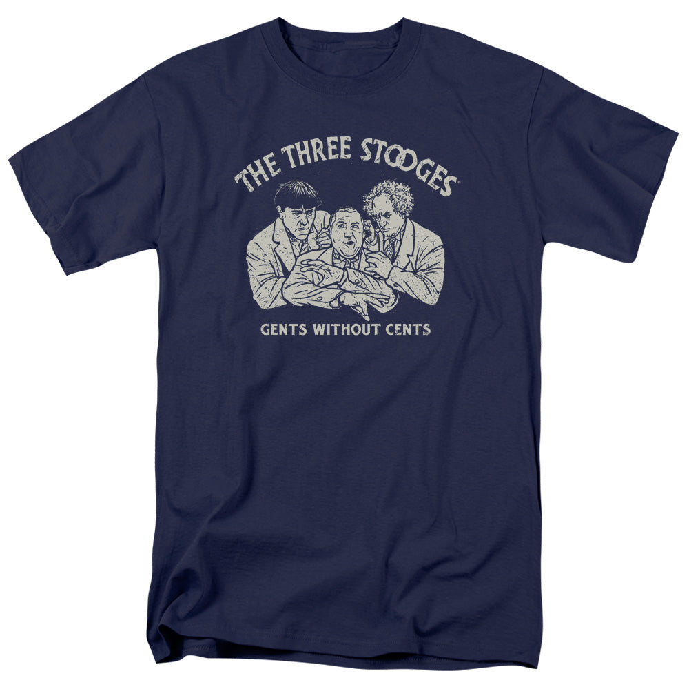Three Stooges - Without Cents - Adult Unisex Short Sleeve T-Shirt - Blue