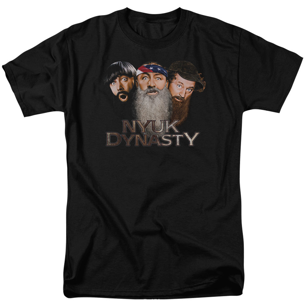 Three Stooges - Nyuk Dynasty 2 - Adult Unisex Short Sleeve T-Shirt - Black