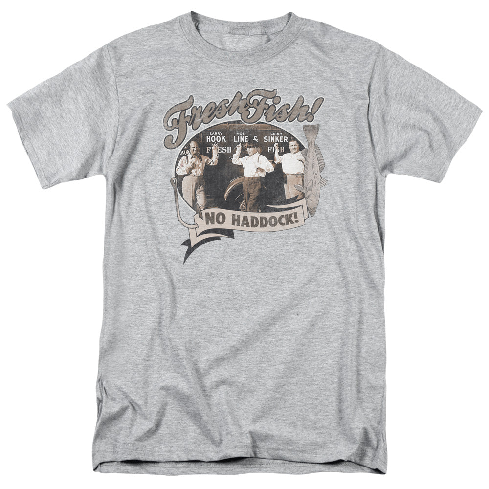 Three Stooges - Fresh Fish - Adult Unisex Short Sleeve T-Shirt - Gray
