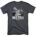 Three Stooges - Hold Still - Adult Unisex Short Sleeve T-Shirt - Gray