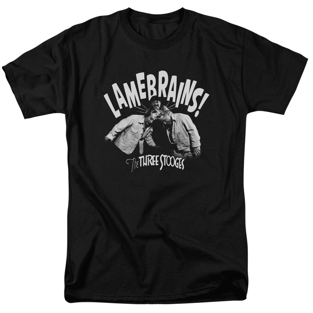 Three Stooges - Lamebrains - Adult Unisex Short Sleeve T-Shirt - Black