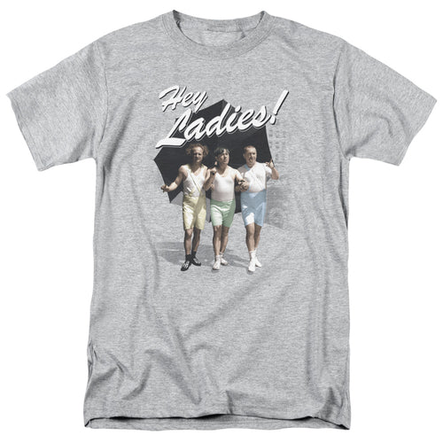 Three Stooges - Hey Ladies - Adult Unisex Short Sleeve T-Shirt - Gray