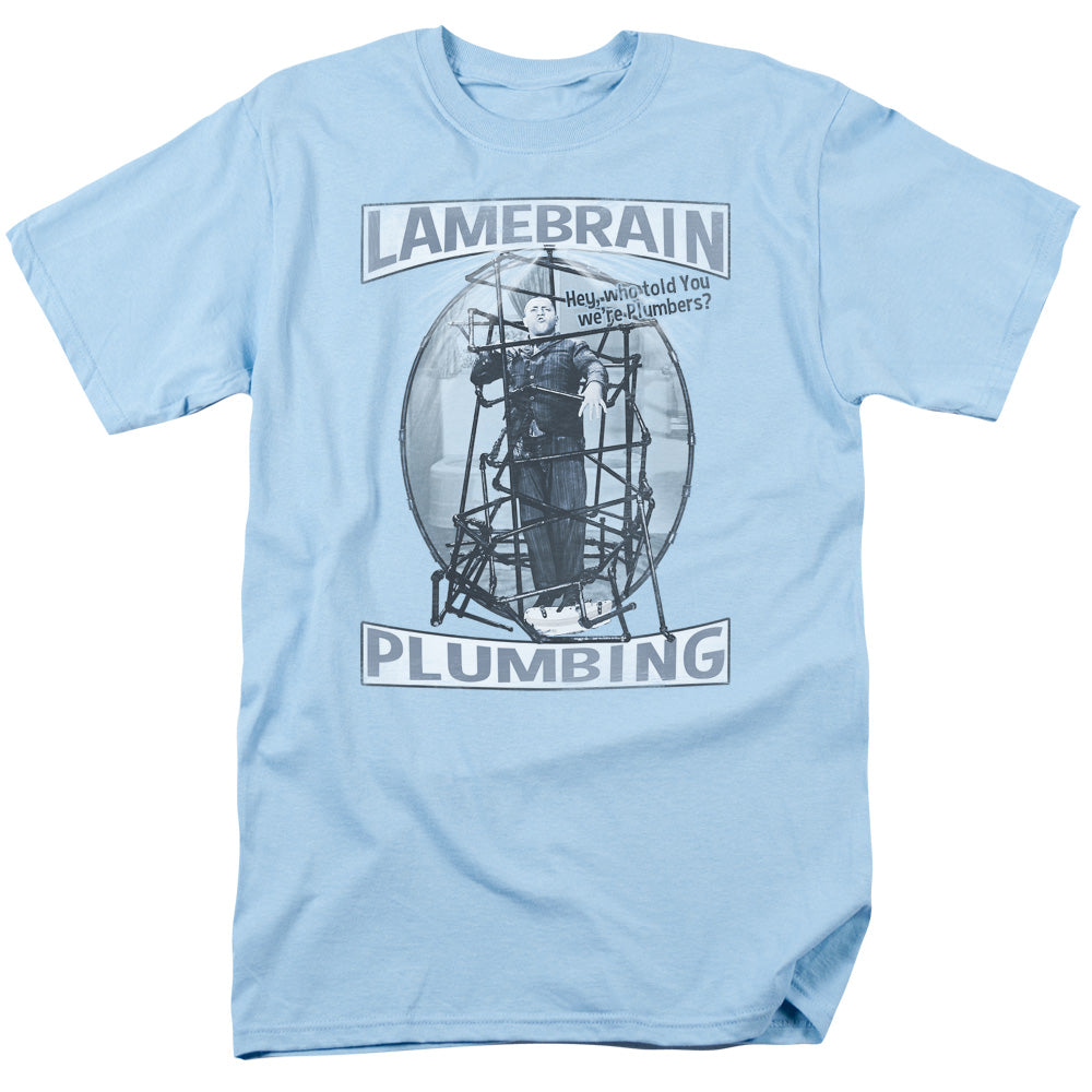 Three Stooges - Lamebrain Plumbing - Adult Unisex Short Sleeve T-Shirt - Blue