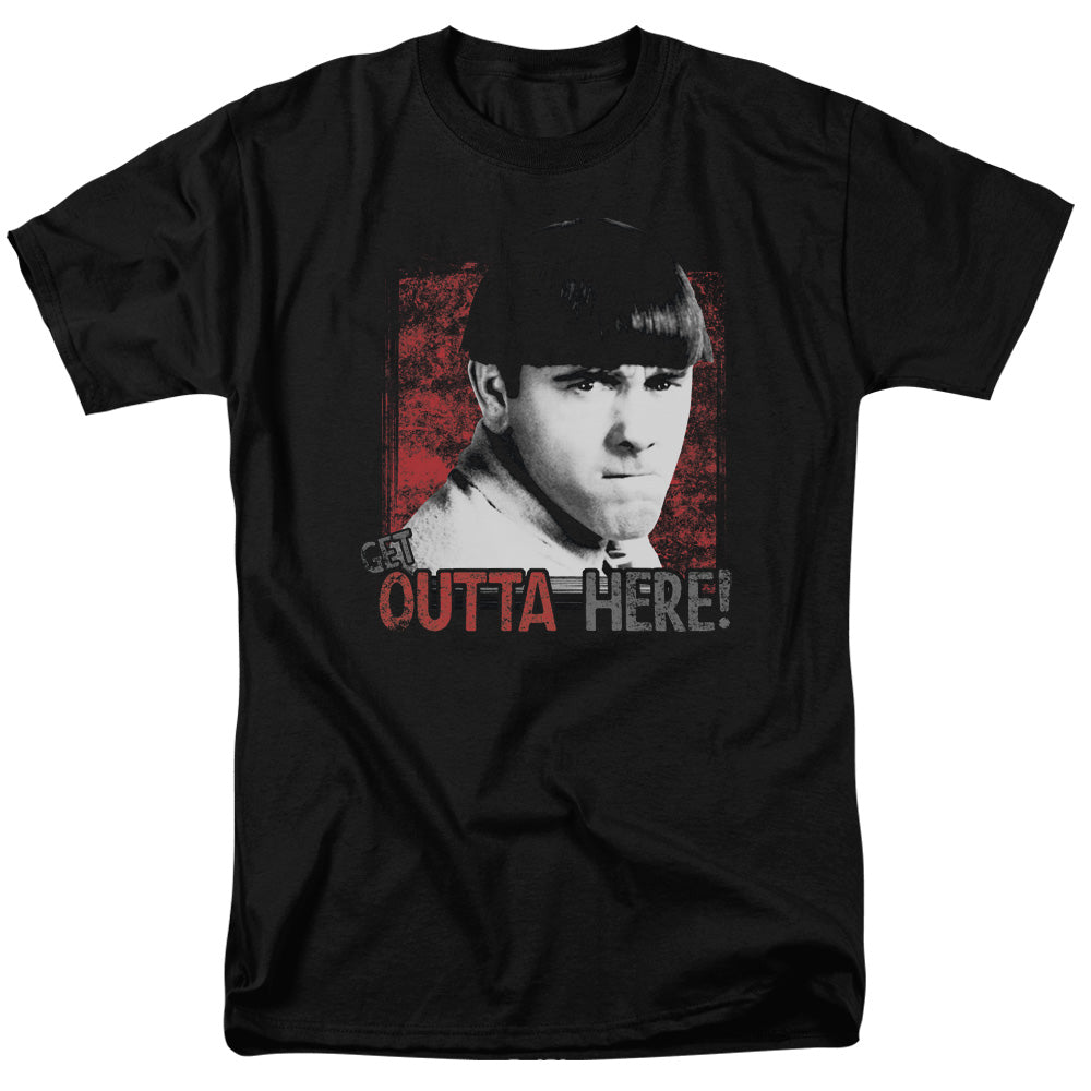 Three Stooges - Get Outta Here - Adult Unisex Short Sleeve T-Shirt - Black