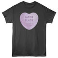 Twilight - Jacob Candy Heart - Front Print Adult Short Sleeve Solid T-Shirt - Smoke