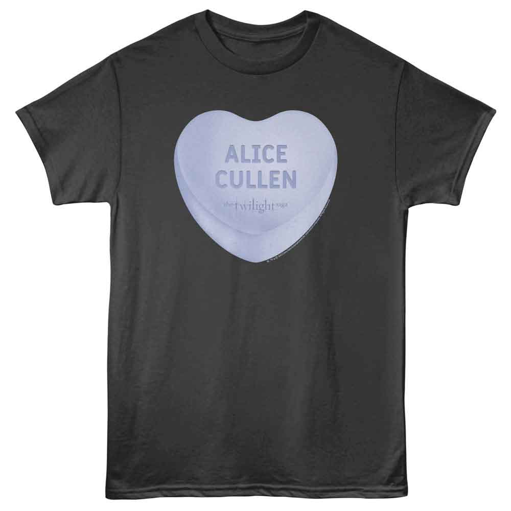 Twilight - Alice Candy Heart - Front Print Adult Short Sleeve Solid T-Shirt - Smoke