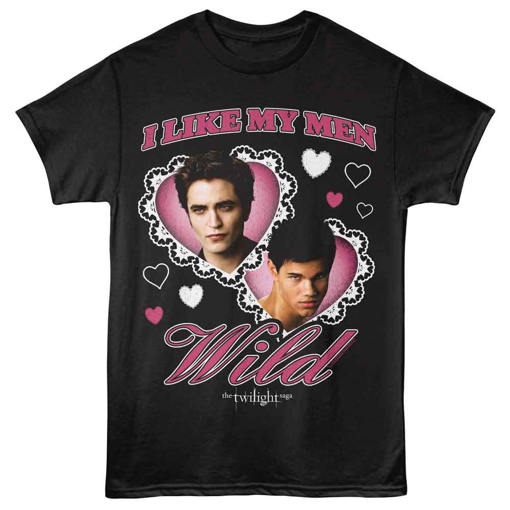 Twilight - I Like My Men Wild - Front Print Adult Short Sleeve Solid T-Shirt - Black