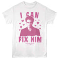Twilight - Fix Him Sketchy Hearts - Front Print Adult Short Sleeve Solid T-Shirt - White
