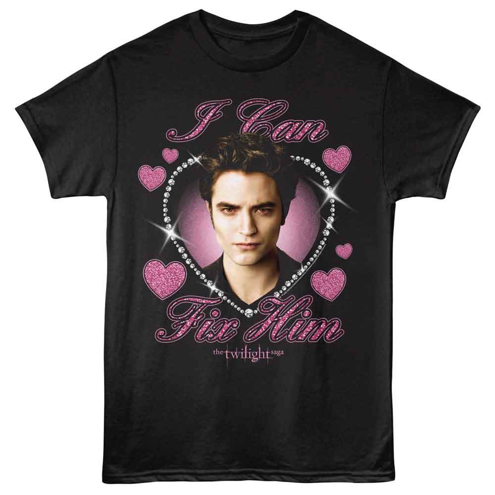 Twilight - I Can Fix Him - Front Print Adult Short Sleeve Solid T-Shirt - Black