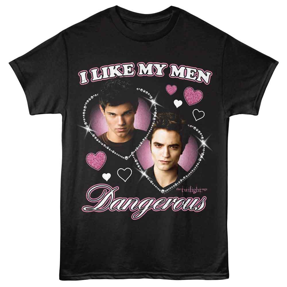 Twilight - Dangerous - Front Print Adult Short Sleeve Solid T-Shirt - Black