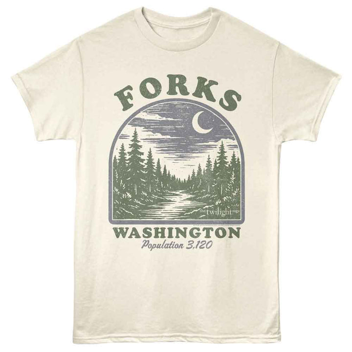 Twilight - Forks Arch - Licensed Adult Unisex Short Sleeve T-Shirt - Natural