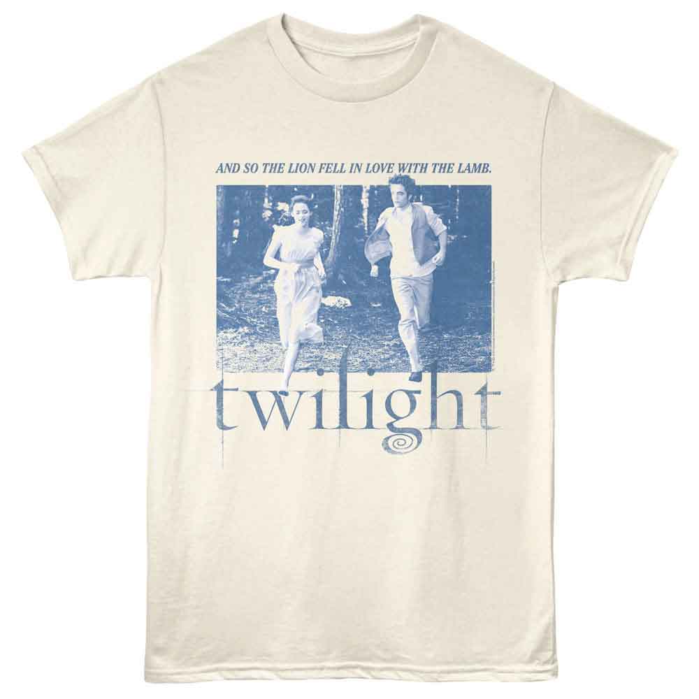 Twilight - Bella And Edward Run - Solid Adult Unisex Short Sleeve T-Shirt - Natural