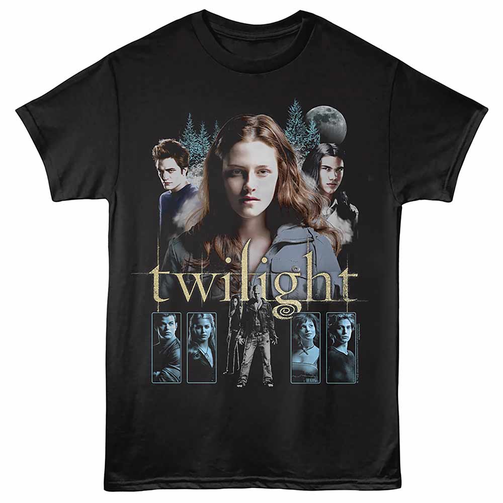 Twilight - Trio With Other Characters - Front Print Adult Short Sleeve Solid T-Shirt - Black