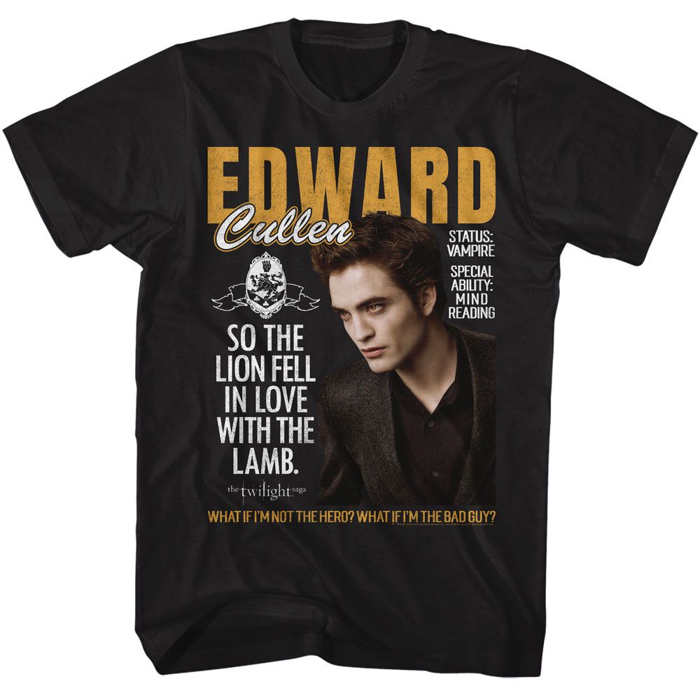 Twilight Edward Lion Fell In Love Officially Licensed Adult Short Sleeve T-Shirt