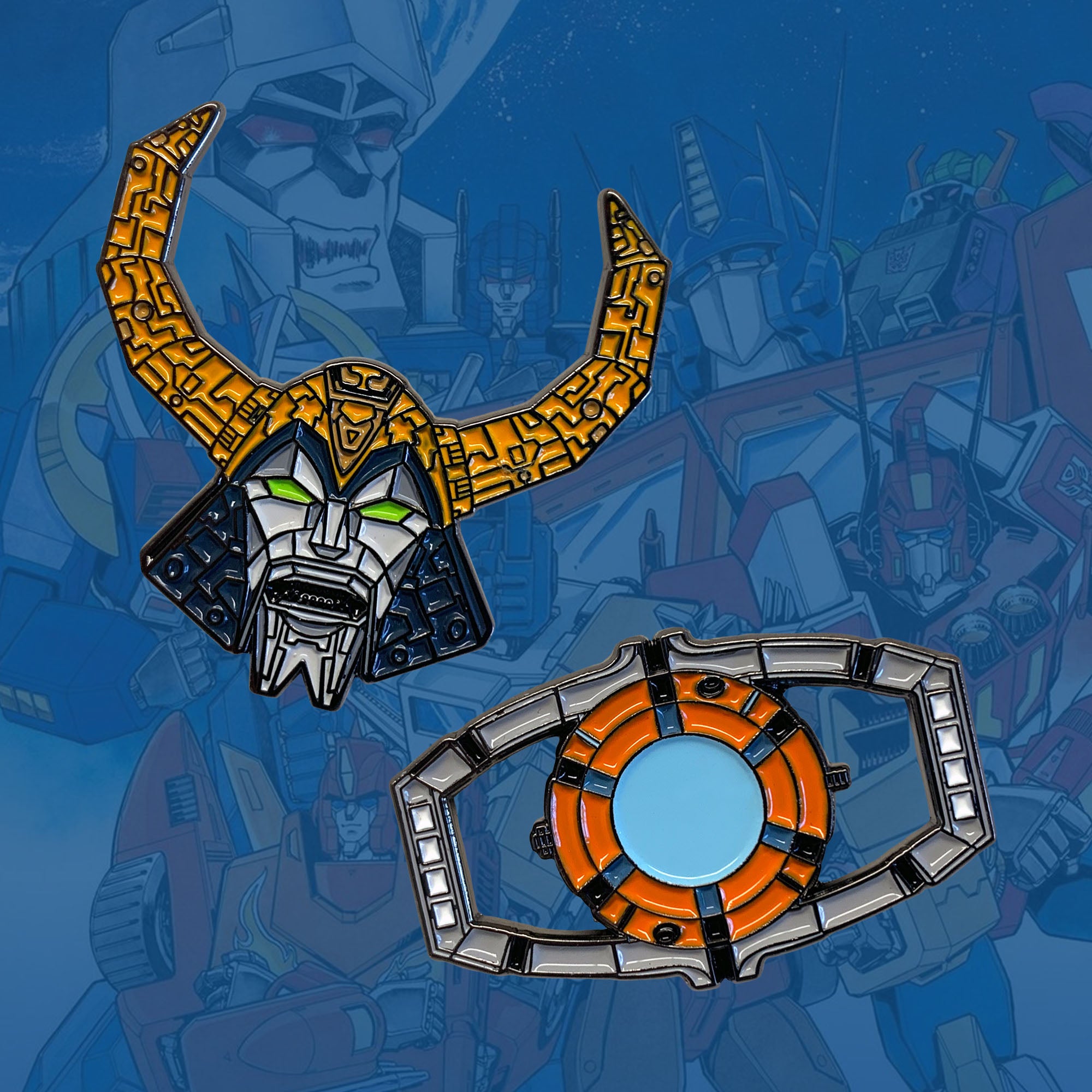 Transformers The Movie Unicron and Matrix Of Leadership 80's 2 Pack Enamel Pin Set