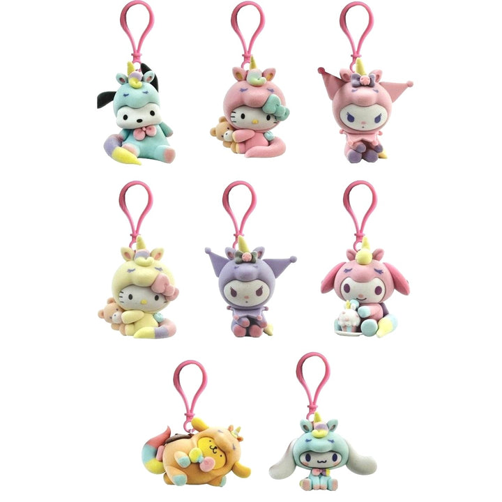 Sanrio Hello Kitty And Friends Pastel Outfit Exclusive Jumbo Flocked Hanger Bag Clip Blind Box