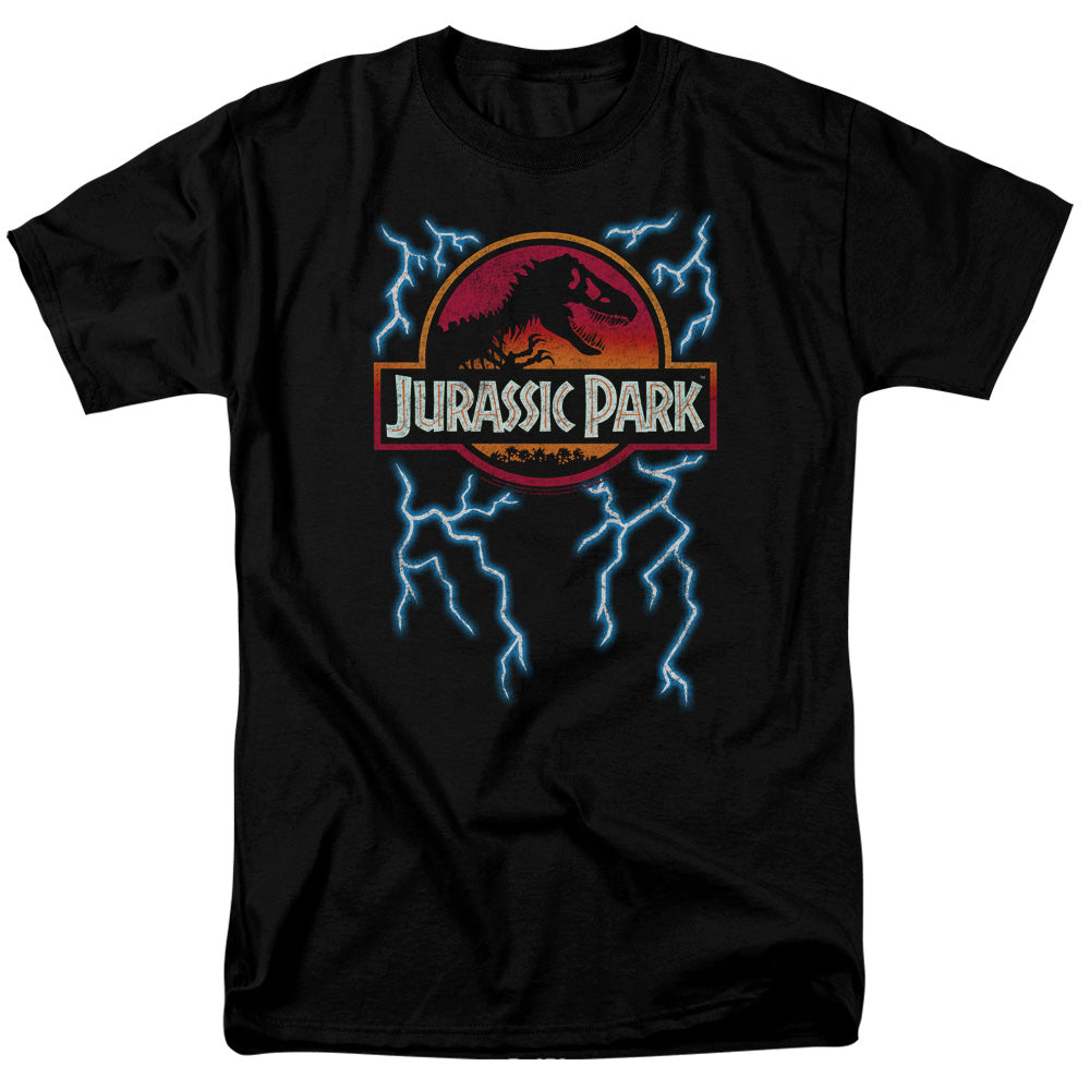 Jurassic Park - Lightning Logo - Adult Unisex Short Sleeve T-Shirt - Black