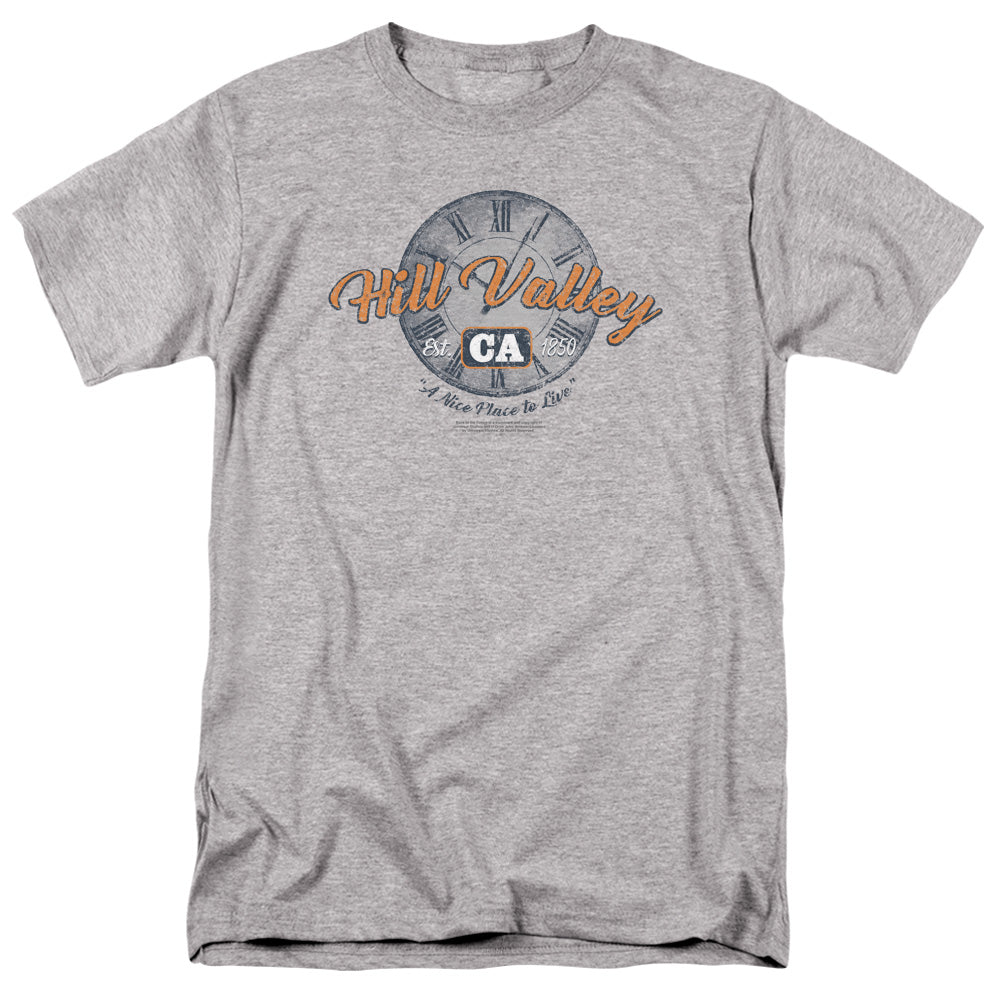 Back To The Future - Hill Valley - Adult Unisex Short Sleeve T-Shirt - Gray