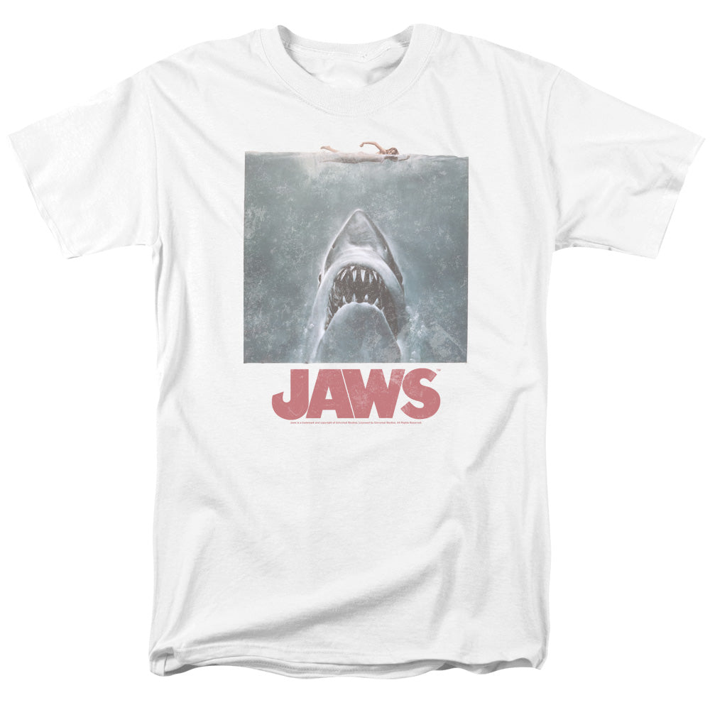 Jaws - Distressed Jaws - Adult Unisex Short Sleeve T-Shirt - White