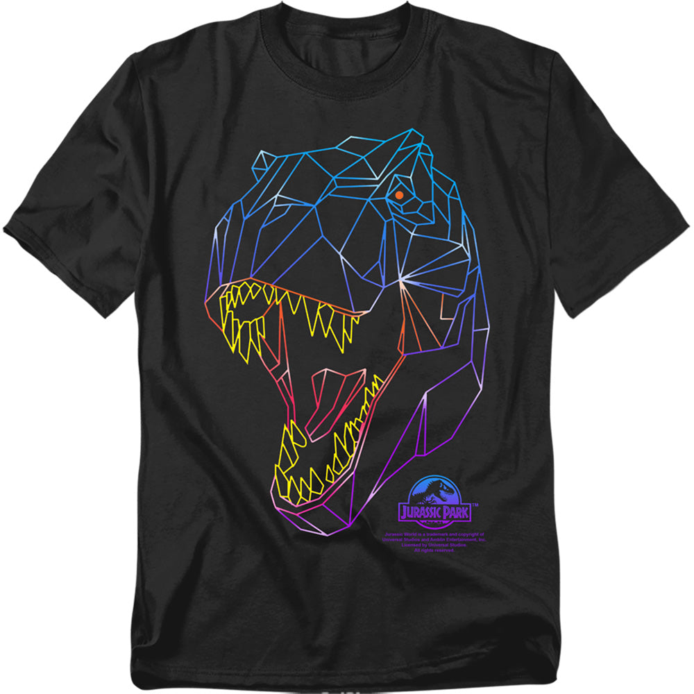 Jurassic Park - Neon T-Rex - Adult Unisex Short Sleeve T-Shirt - Black