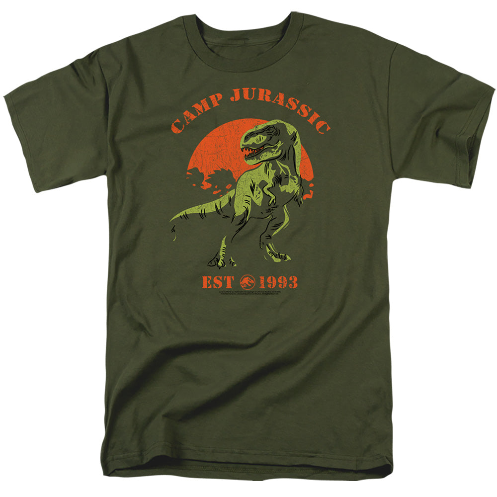 Jurassic Park - Camp Jurassic T-Rex - Adult Unisex Short Sleeve T-Shirt - Green