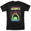 Jaws - Neon Line Art Poster - Adult Unisex Short Sleeve T-Shirt - Black