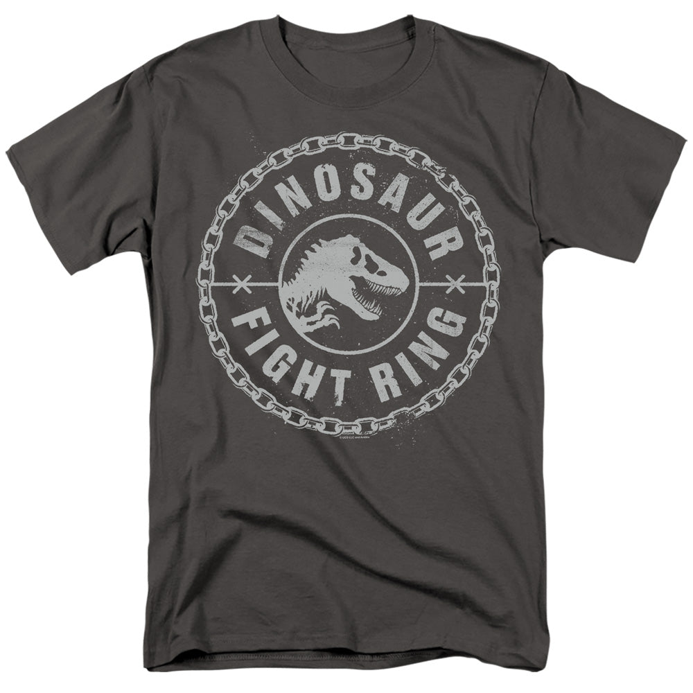 Jurassic World - Dino Fight Ring - Adult Unisex Short Sleeve T-Shirt - Gray
