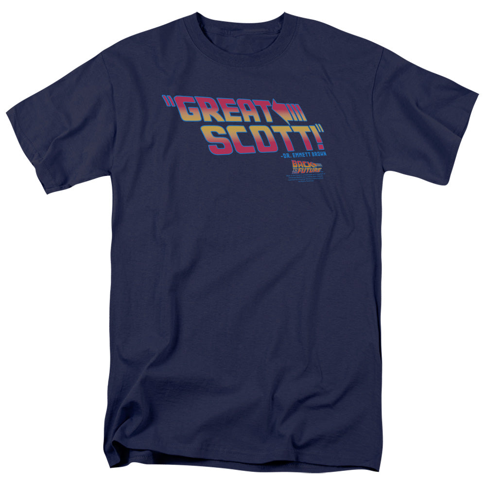Back To The Future - Great Scott - Adult Unisex Short Sleeve T-Shirt - Blue
