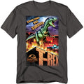 Jurassic Park - Rex In The City - Adult Unisex Short Sleeve T-Shirt - Gray